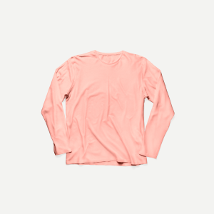 Camiseta vintage de algodón, manga larga y de color rosa